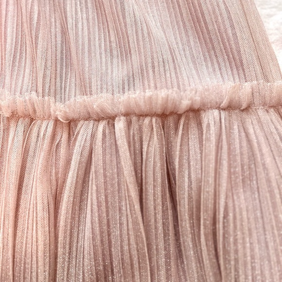 AllSaints pink sparkle Perri Dress size 6 NWT metallic nude pink tulle - Picture 2 of 9
